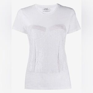 P.A.R.O.S.H White Sequin Corset T-Shirt